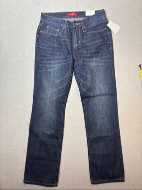 GUESS Men's Dark Blue Straight-Leg Jeans